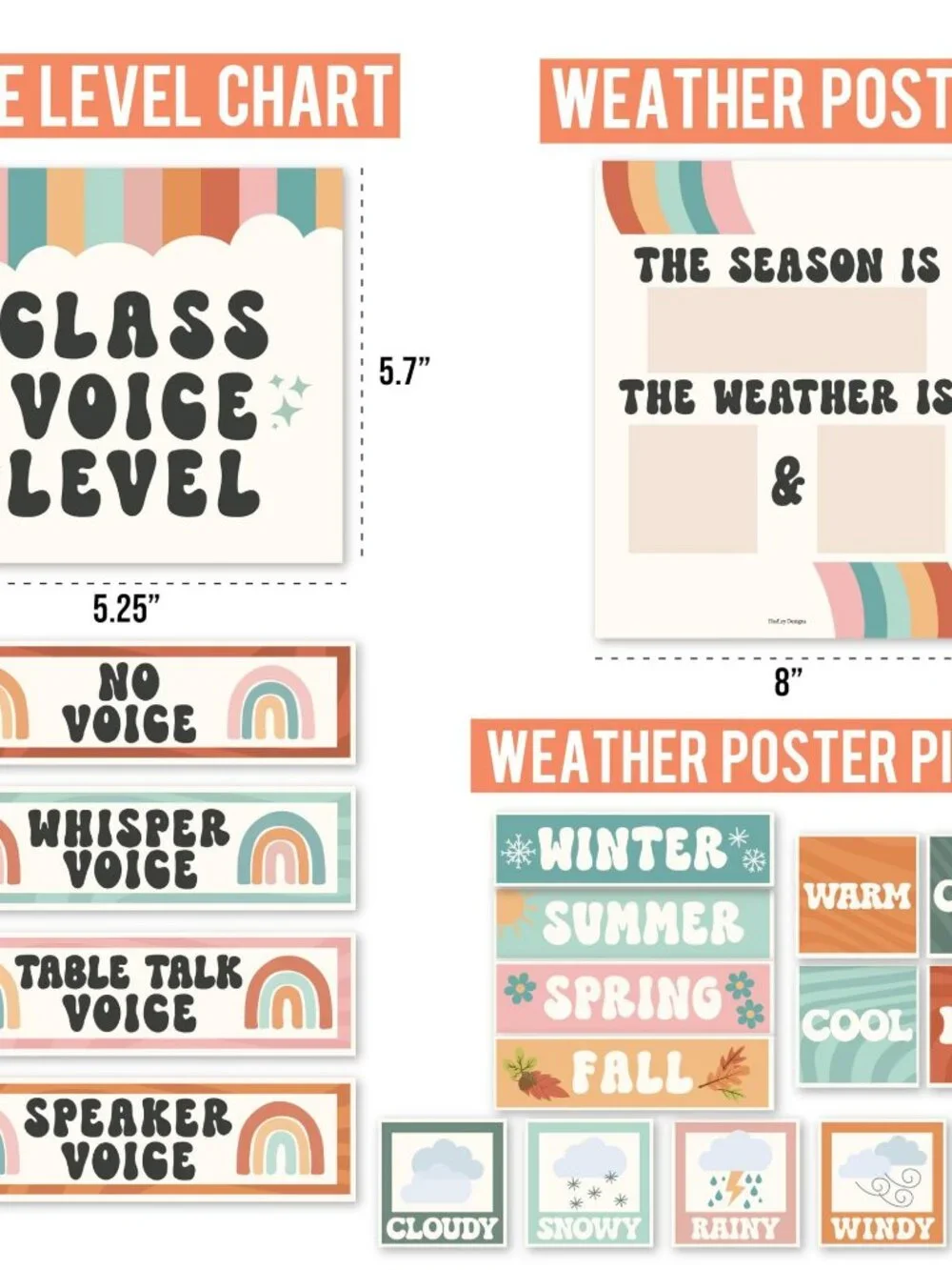 Classroom Calendar Set Bulletin Board Decorations Colorful Season Weather Days